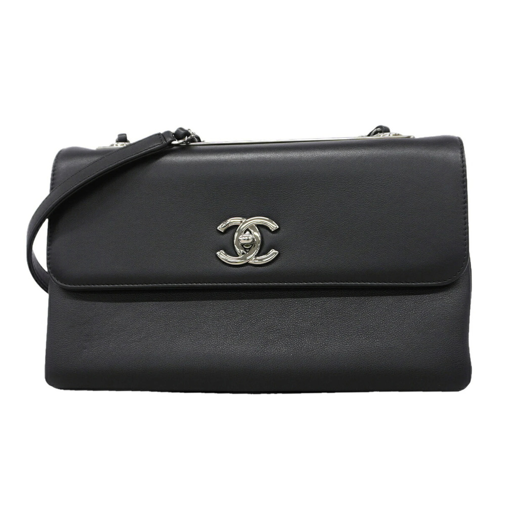 Chanel Shoulder Bag, Chain Shoulder, Leather, Black, Women's